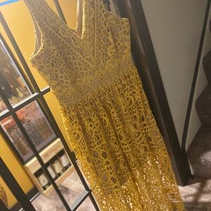 Altar’d State Yellow Crochet Maxi Dress